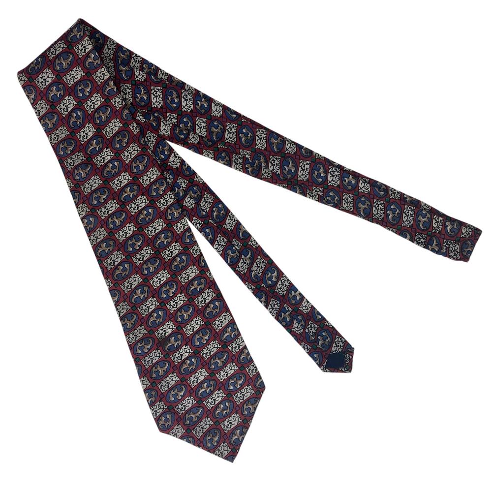Red Abstract Checkered Pattern Tie - image 3